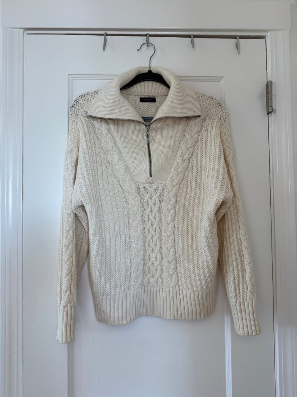 GANT Cream Cable Knit Quarter Zip Sweater Size XS